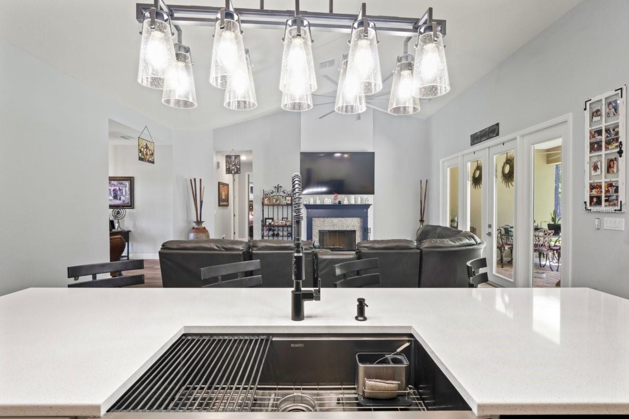 island with over sized sink
