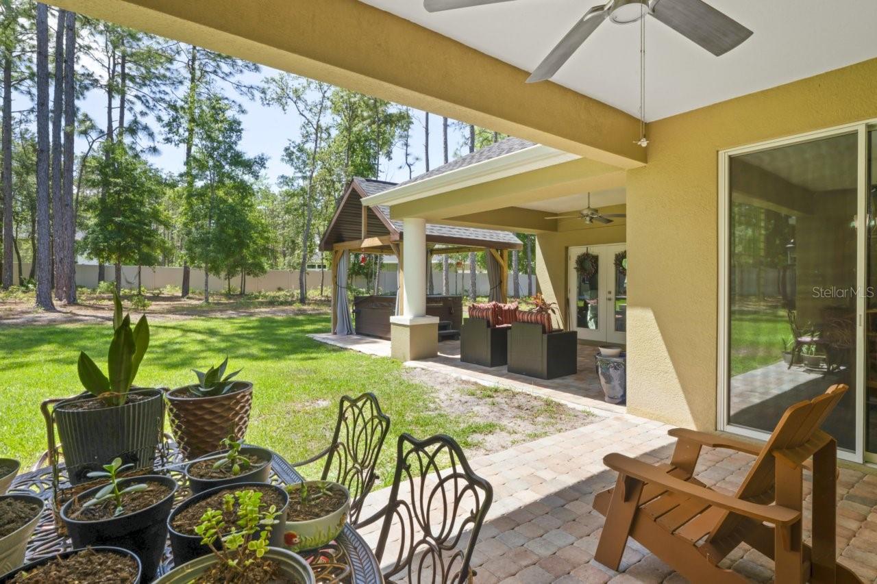 one of two rear patios