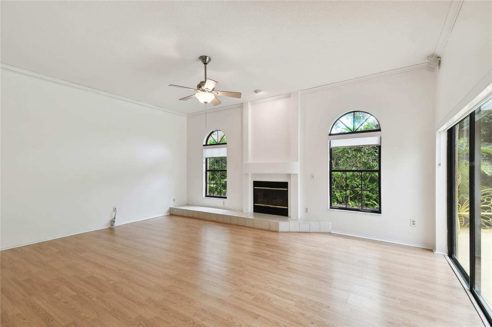 living room at rear of home