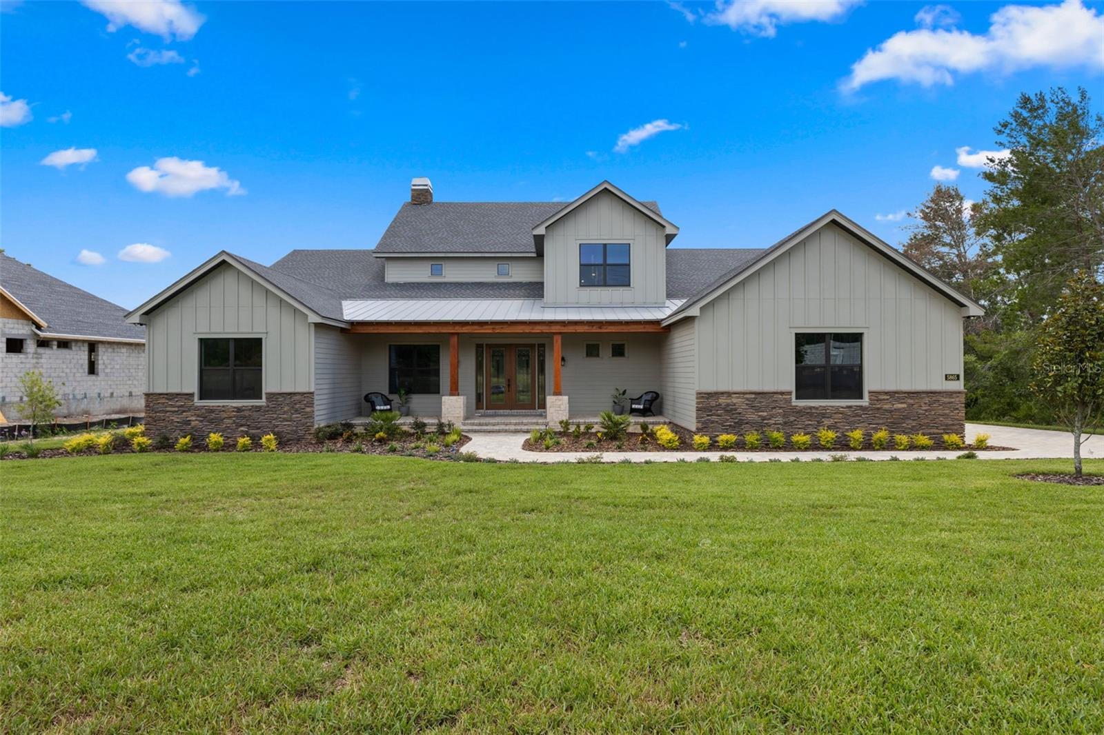 Front of home with irrigation