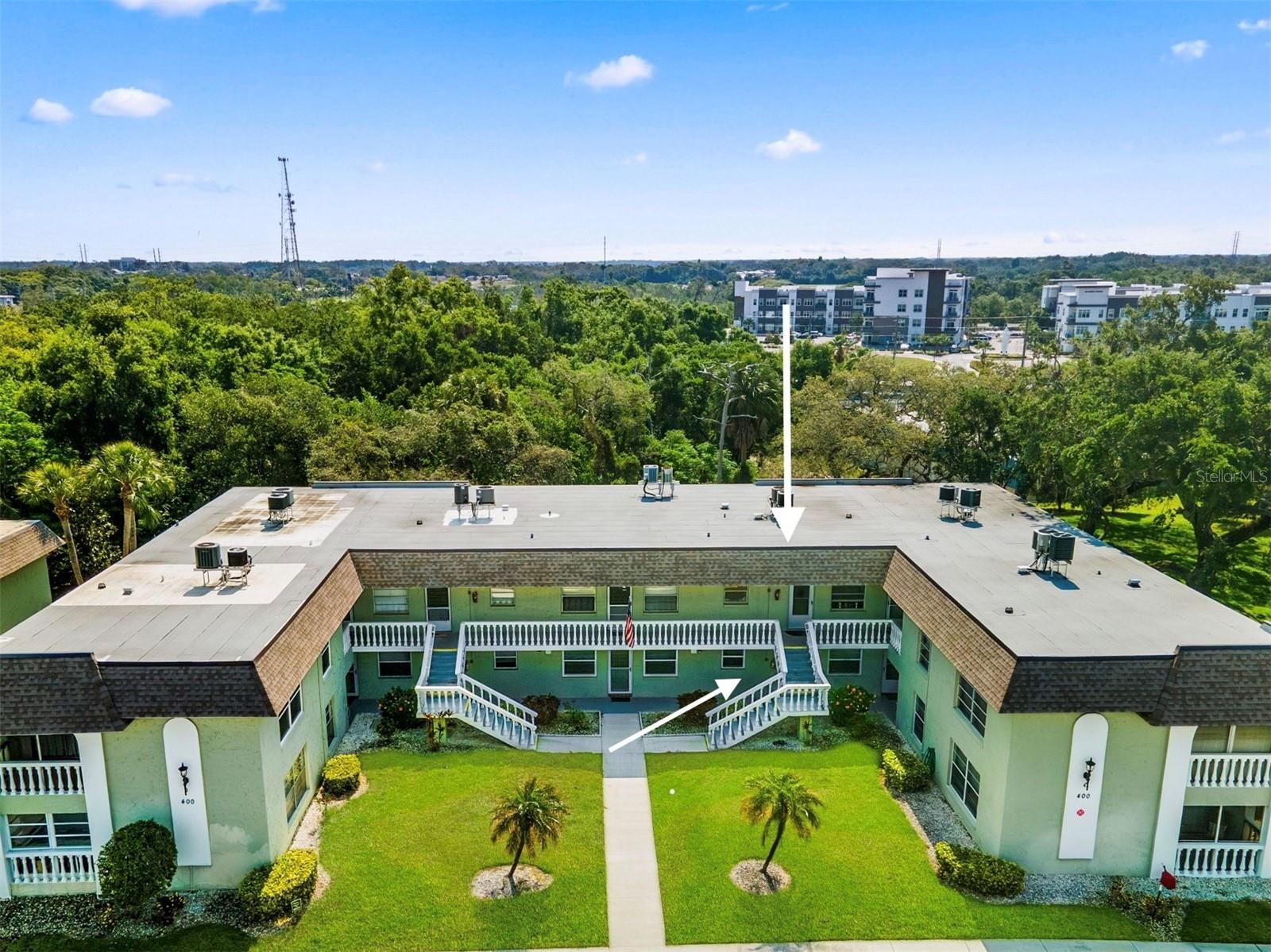 Aerial View of the Front of Building