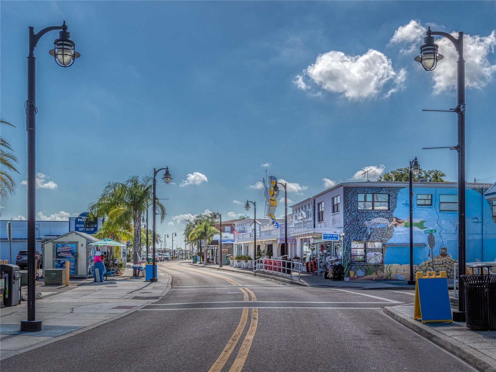 Downtown Tarpon Springs, Florida. Sponge capital of the world and historic Greek town with shopping and dining. Tarpon Springs, Florida. A small historical waterside town with a history of sponge divers and a Greek influence