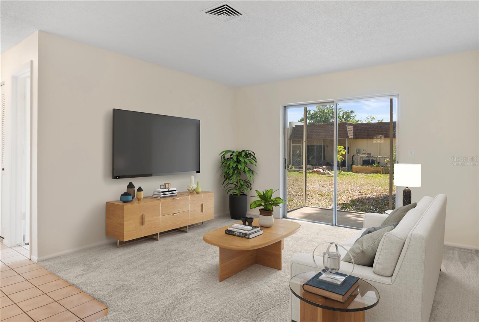 Virtually staged living room