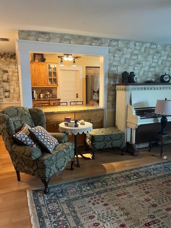 Breakfast bar overlooks family room