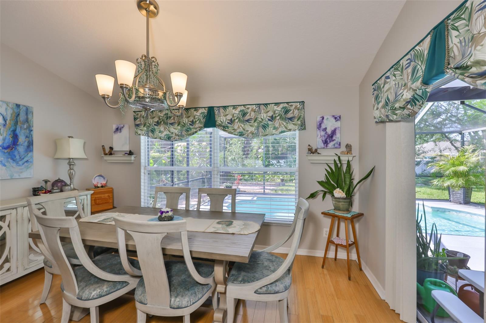 Large enough for a table and 6 chairs. They are using the Formal dining room as a den/office.