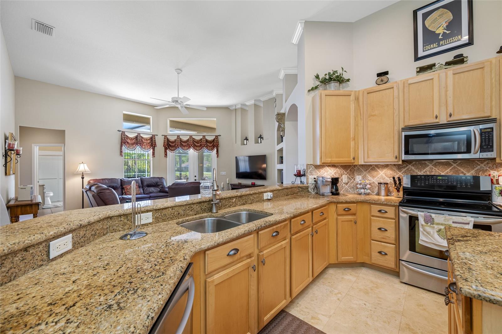 Kitchen overlooking family room