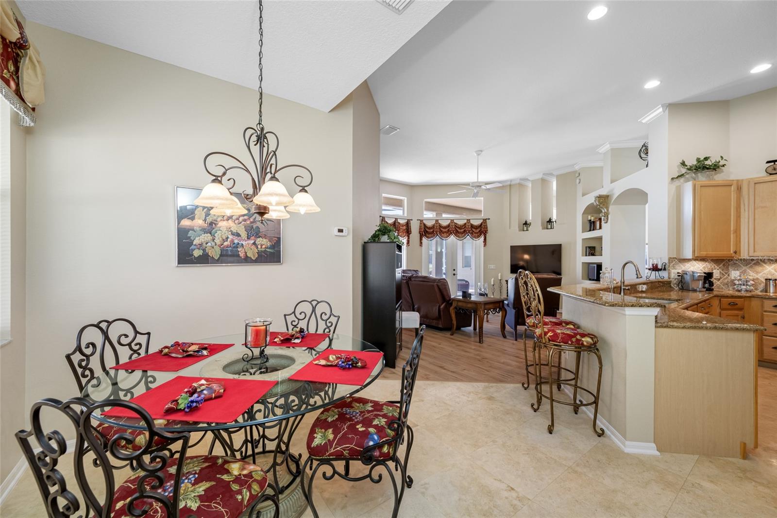Eating area, kitchen and family room