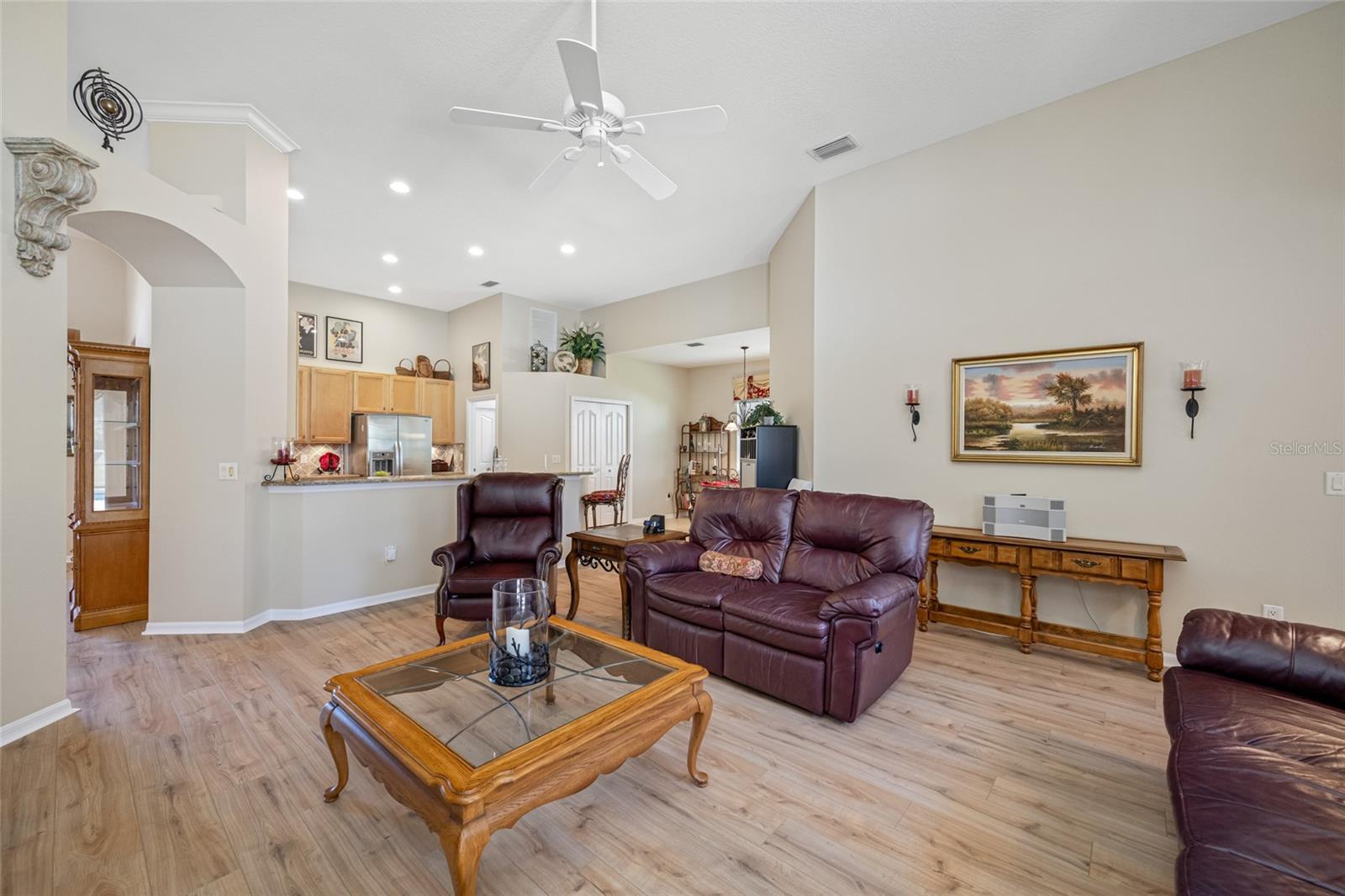 Family room and kitchen