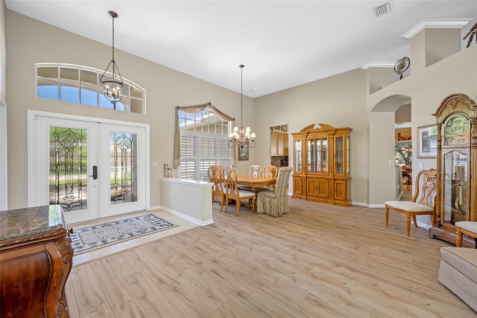 Entryway and dining room