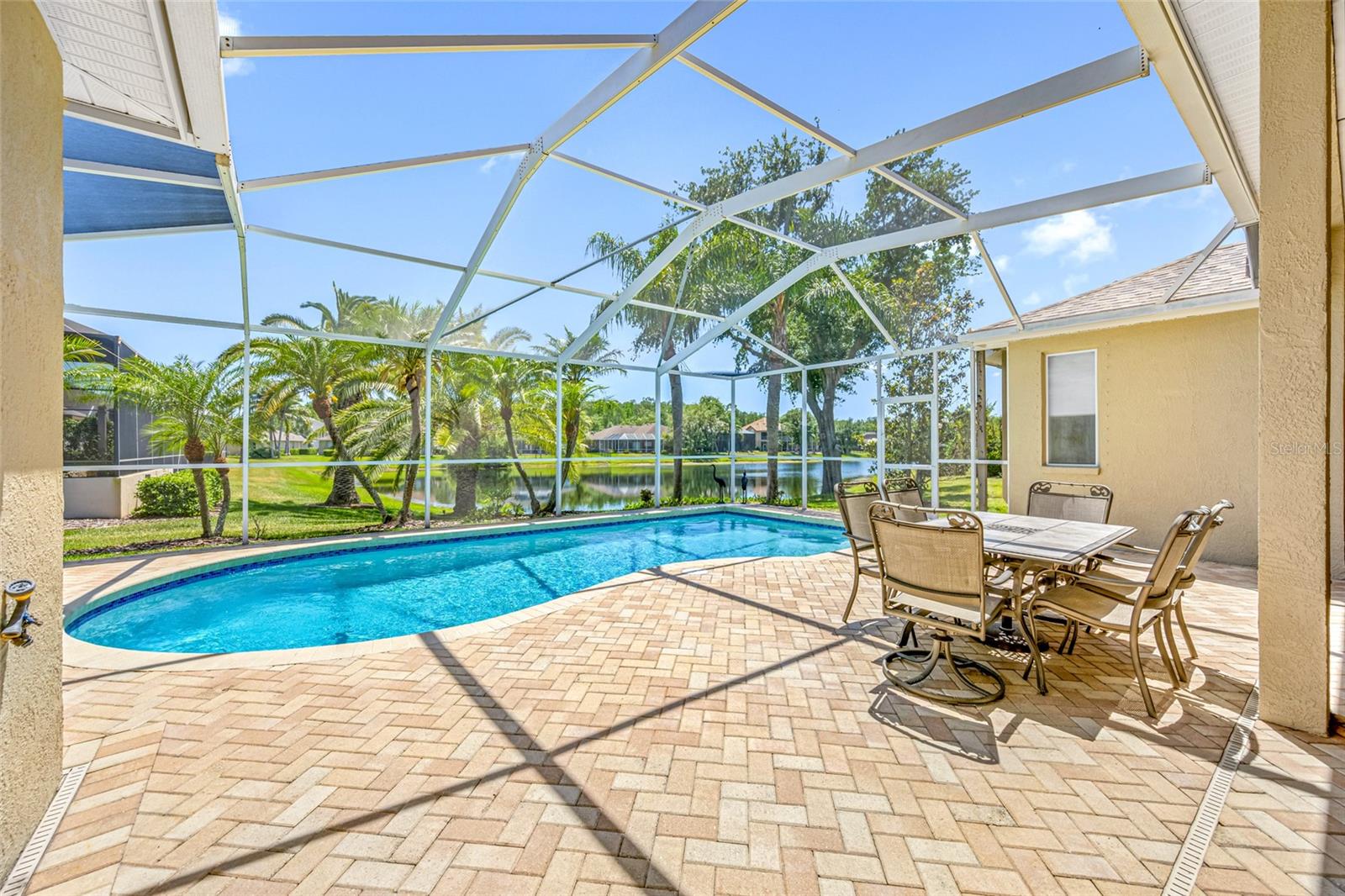 Lanai, pool and pond view