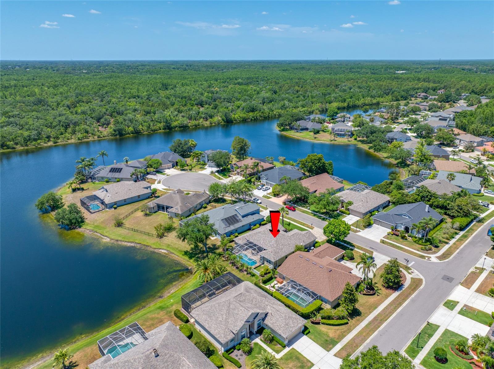 Aerial view of home and surrounding area