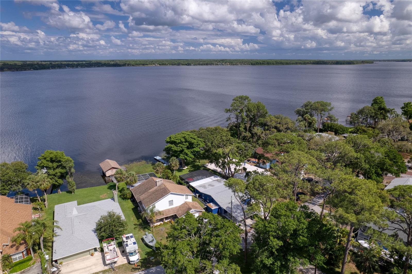 Aerial view of the home and Lake Tarpon