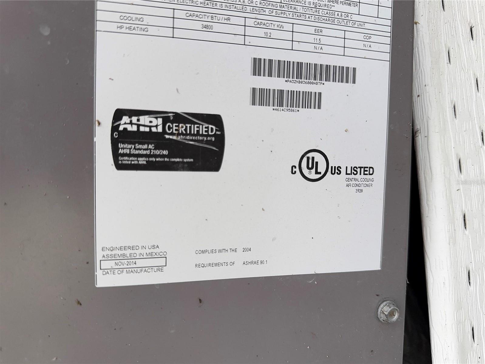 AC installed 2014