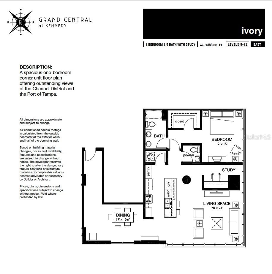 The large Ivory floor plan is one of only four units in the building.