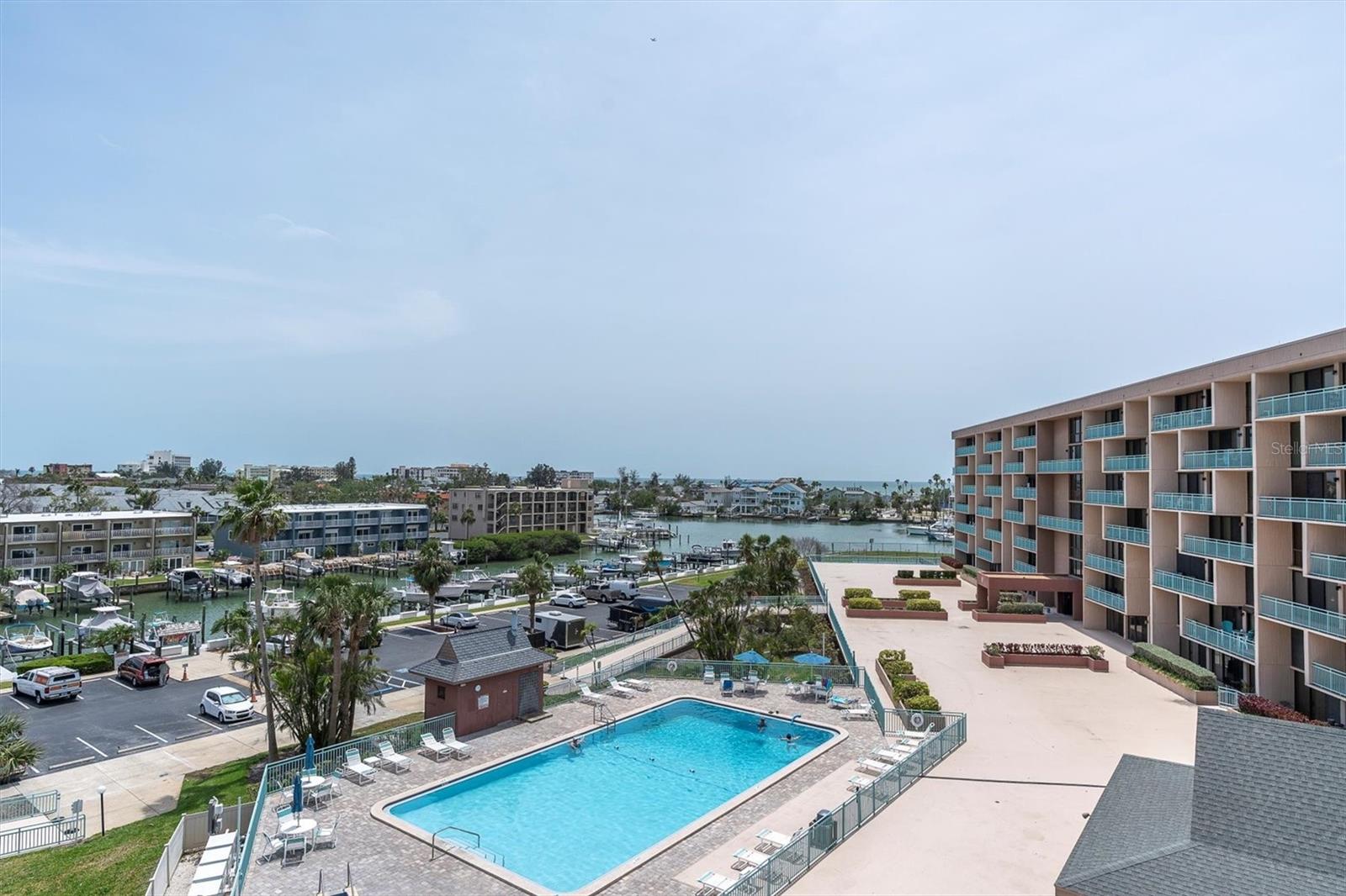 Pool, Marina, Bay & Gulf views - from Balcony off Liv Room