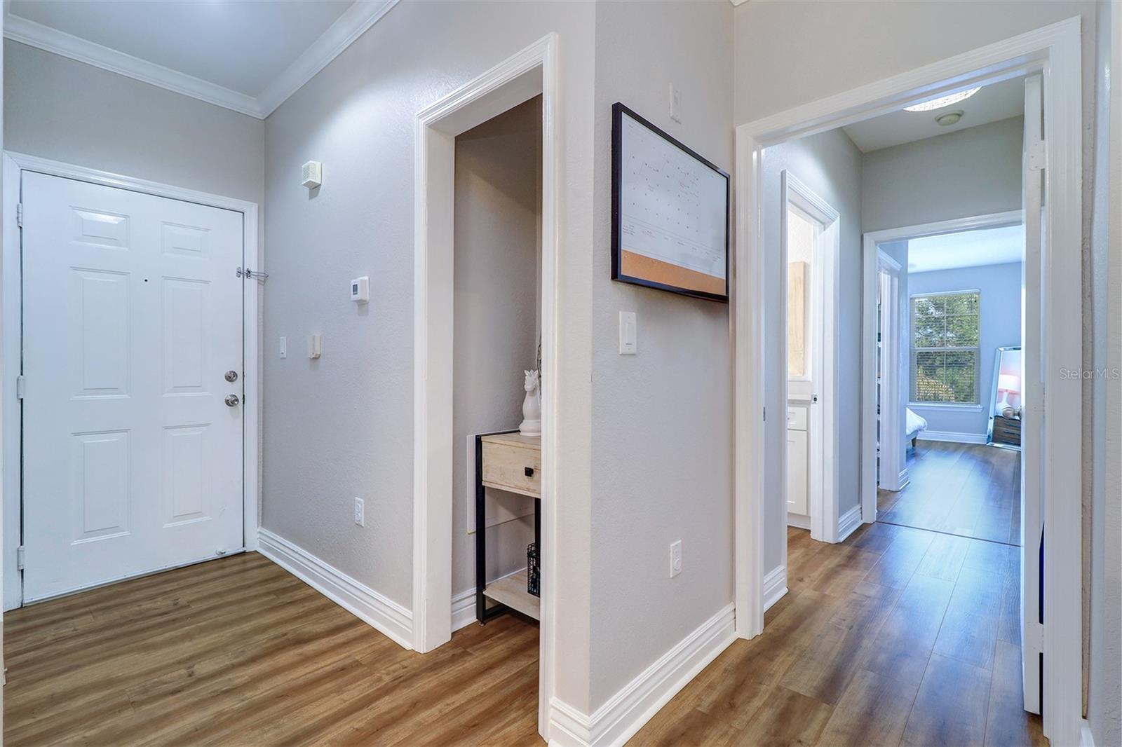 Another angle of the living and kitchen areas