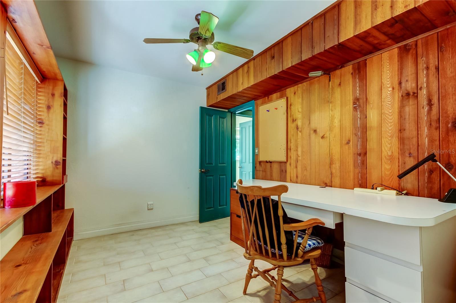 Office with built in shelving