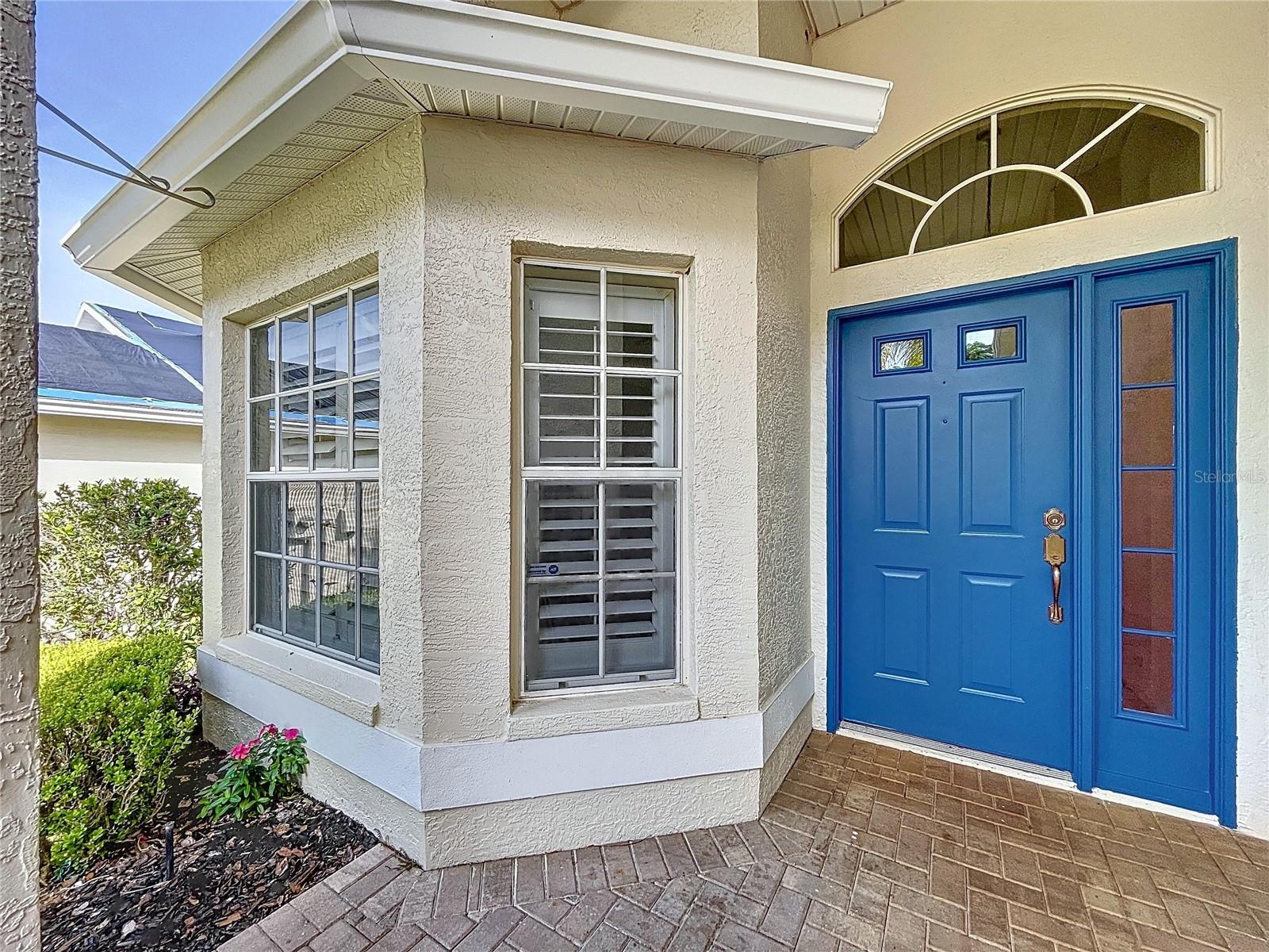 Front door with etched glass insert
