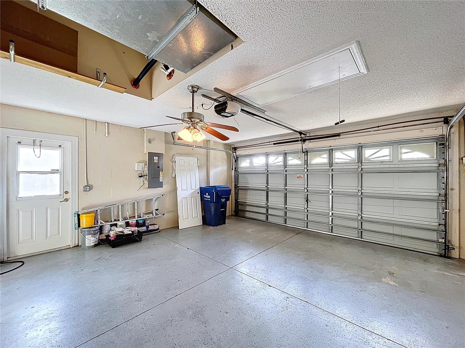 Double garage with side exit door
