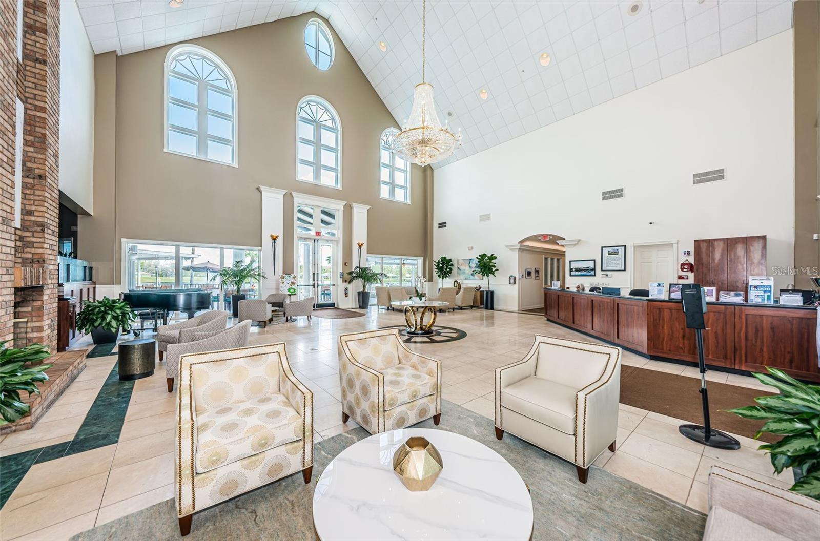 Beautifully decorated Lobby overlooking pool