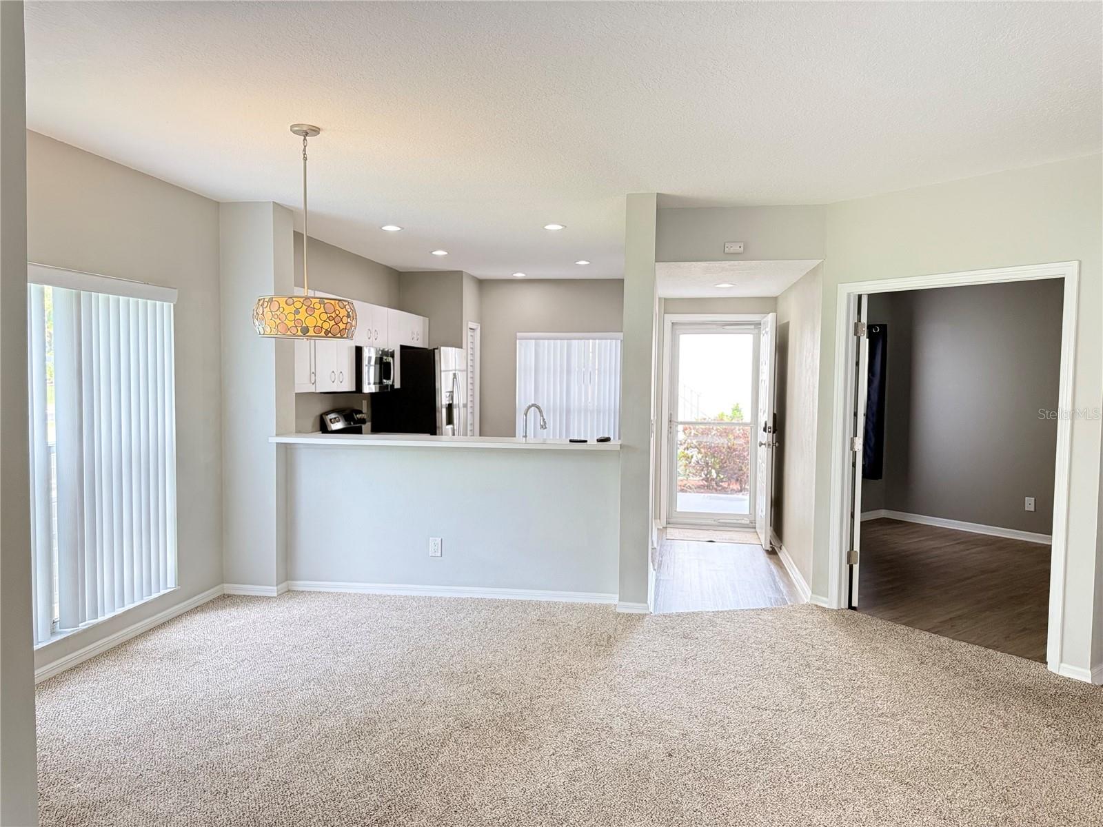 Open Living room and dining area