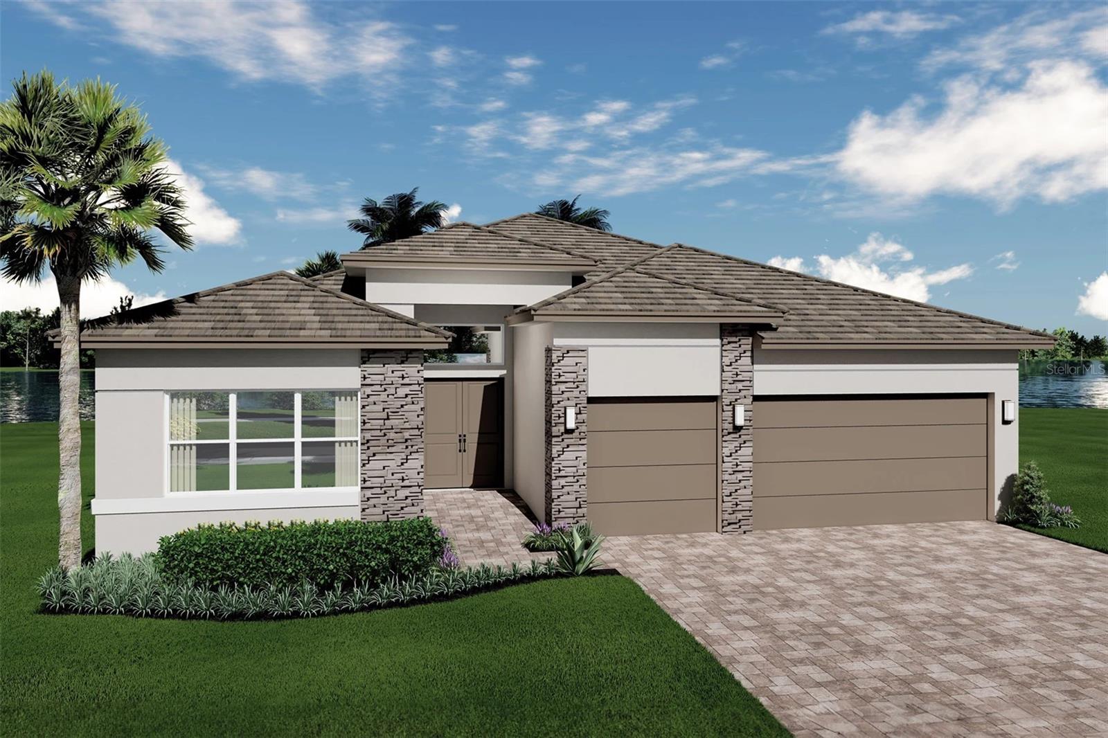 Beautiful Elevation & 3 Car Garage - Amethyst Floor Plan