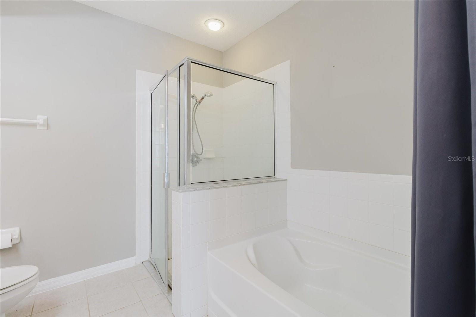 Full En Suite Bath With Dual Vanities, Walk In Shower, And A Separate Tub 3