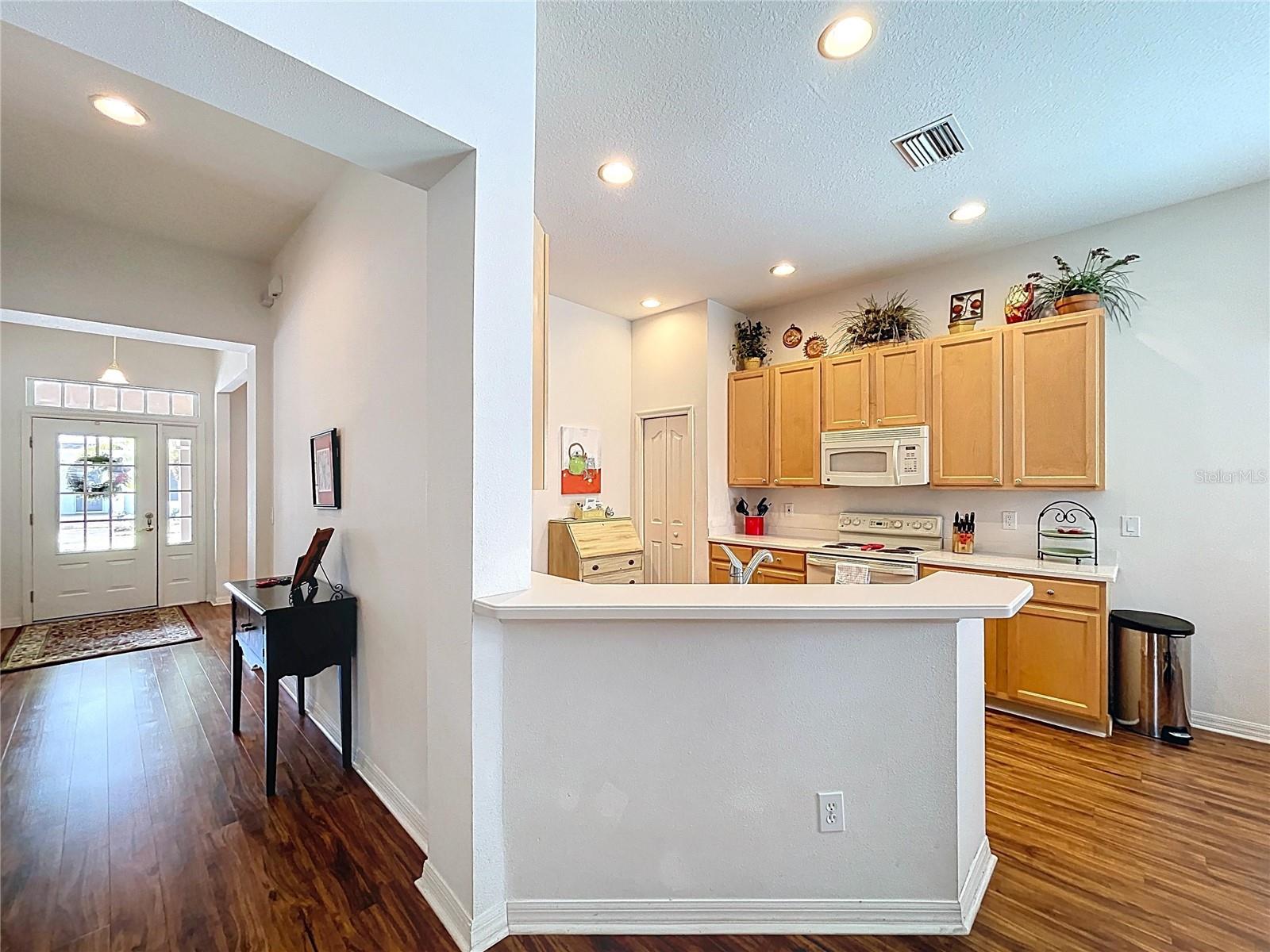 View to kitchen from family room
