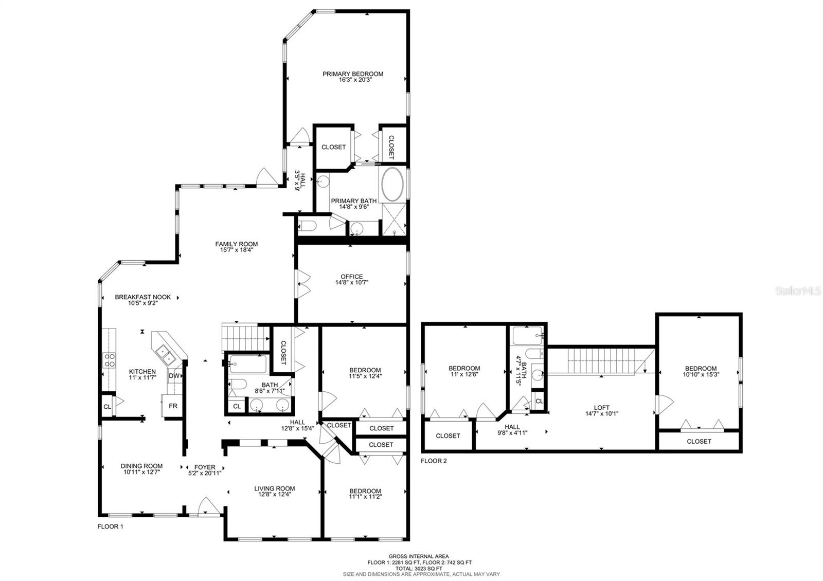 Floor plans for both levels