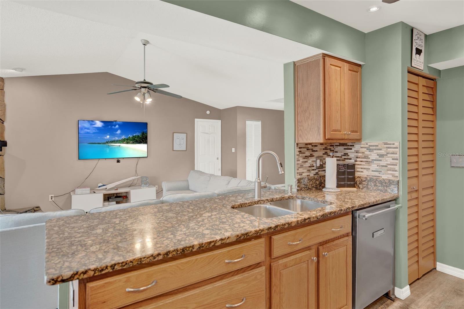 KITCHEN OVERLOOKING LIVINGROOM