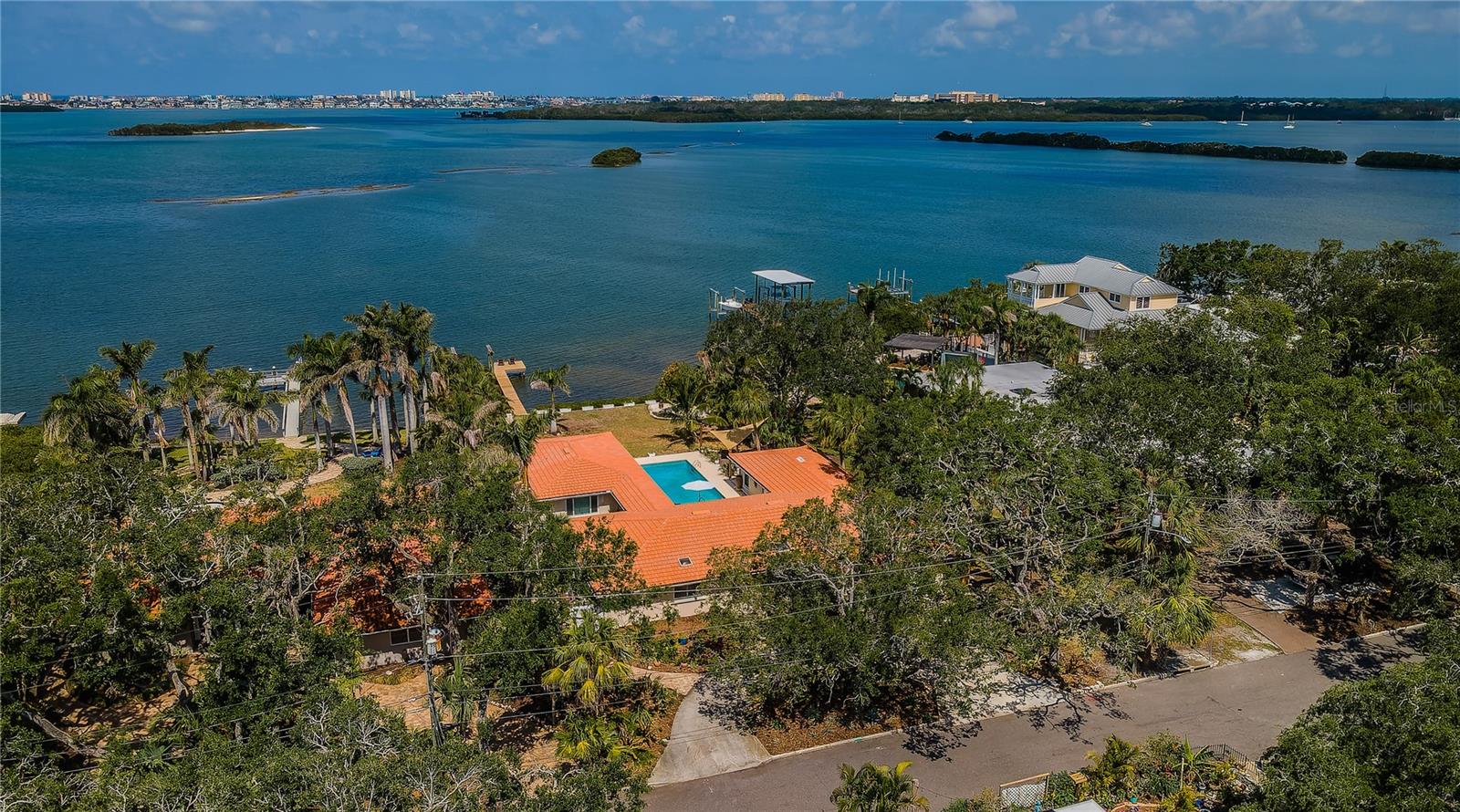 Aerial view facing the bay