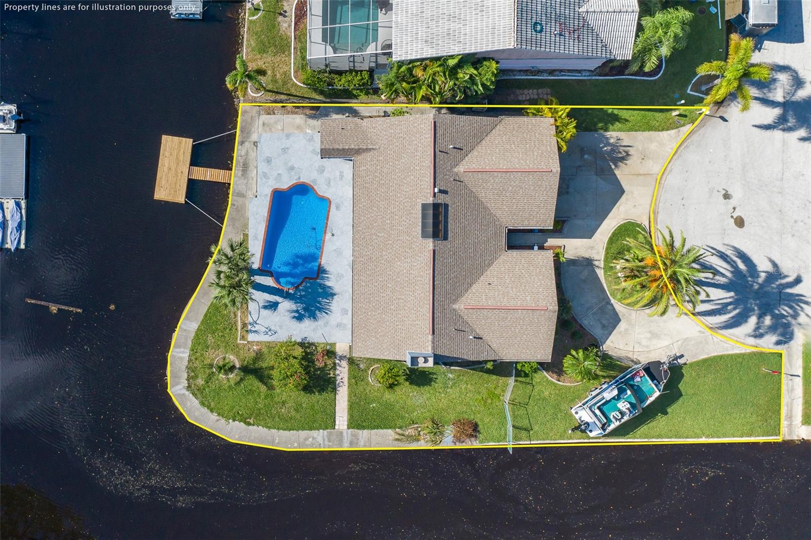 Large Corner Lot with seawall and floating dock