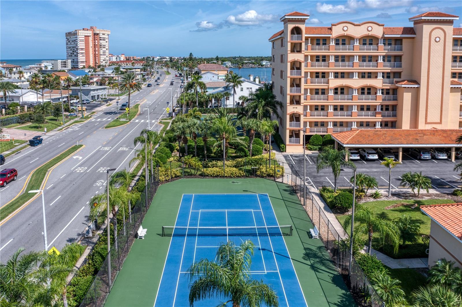Tennis courts are situated at front of community of Gulf blvd across from beaches !