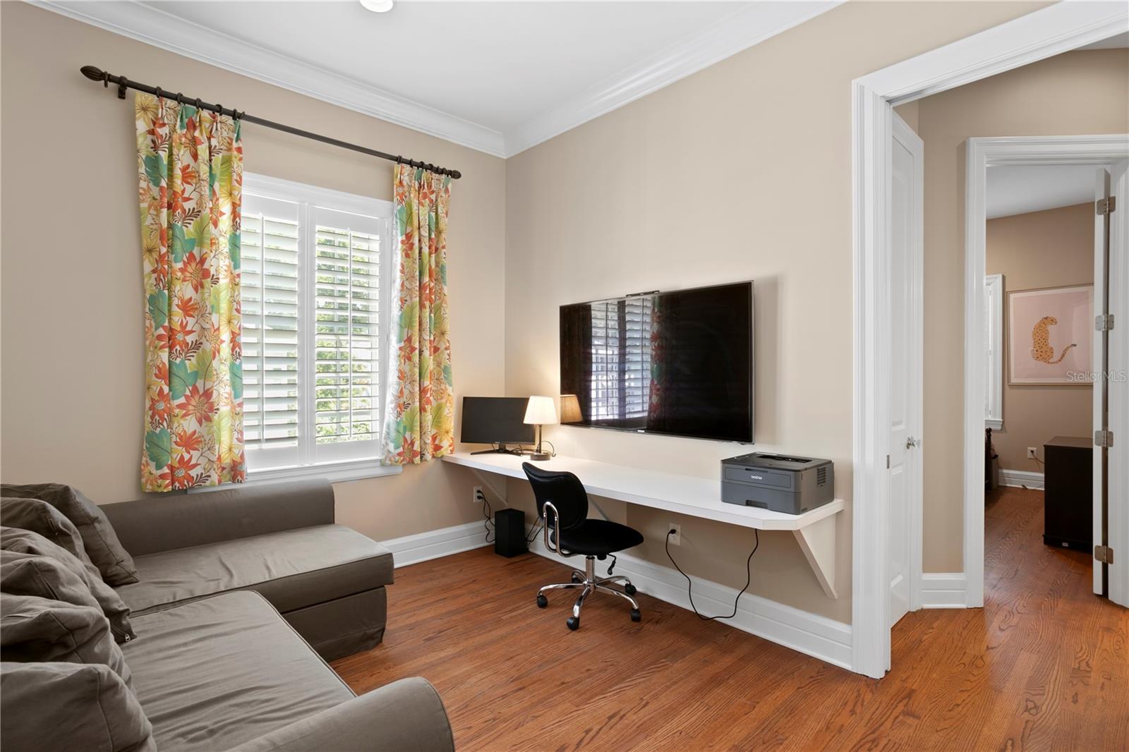 This versatile loft space is perfect for a cozy hangout, playroom, home office or media room.