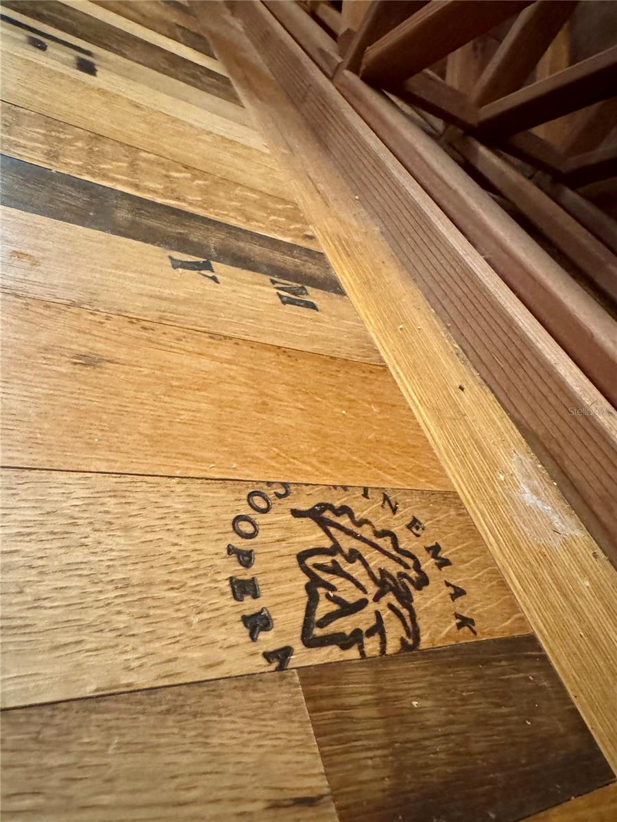 The wine cellar's wood floors are made from reclaimed wine barrels.