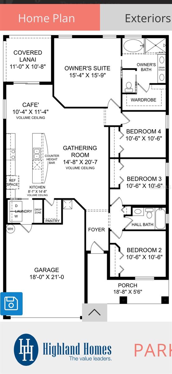 Floor Plan Parker Model by Highland Homes