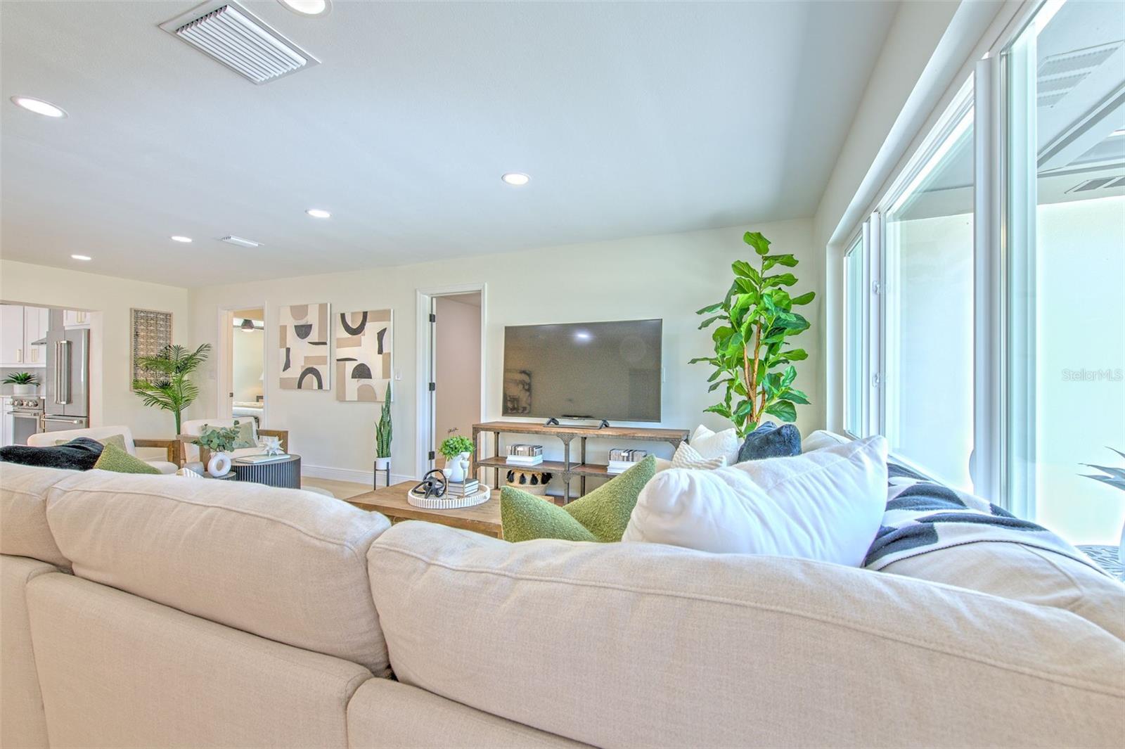 Spacious family room to the right upon entry