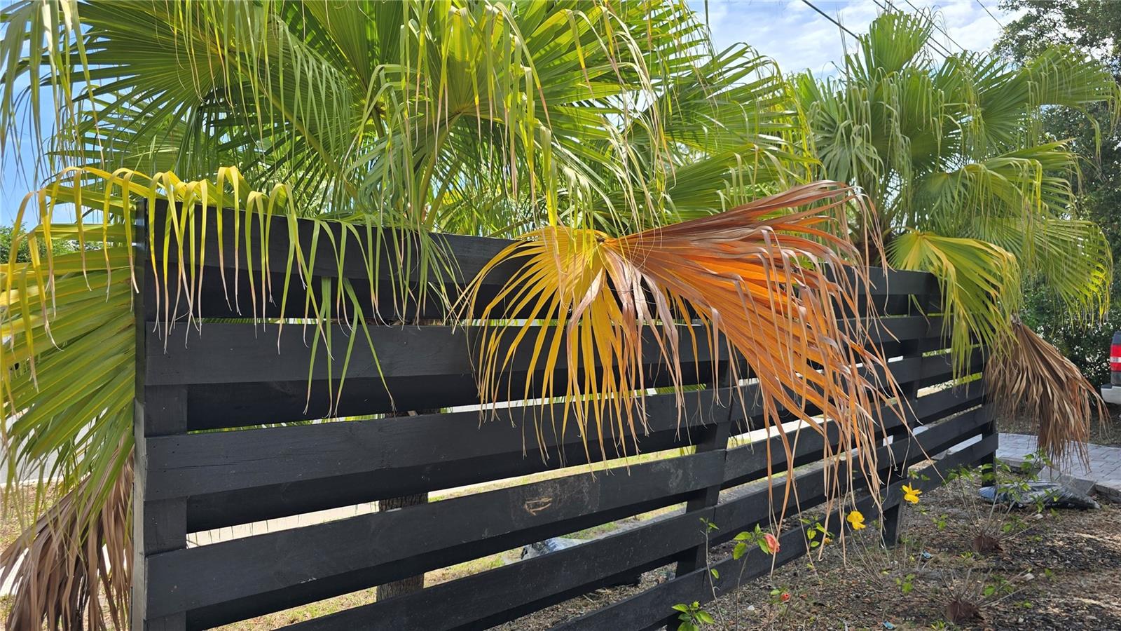 Enjoy the privacy with this well thought out fence in the front between the circular driveway.