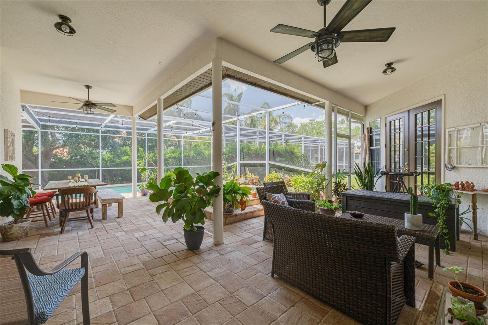 Paved covered outdoor living space