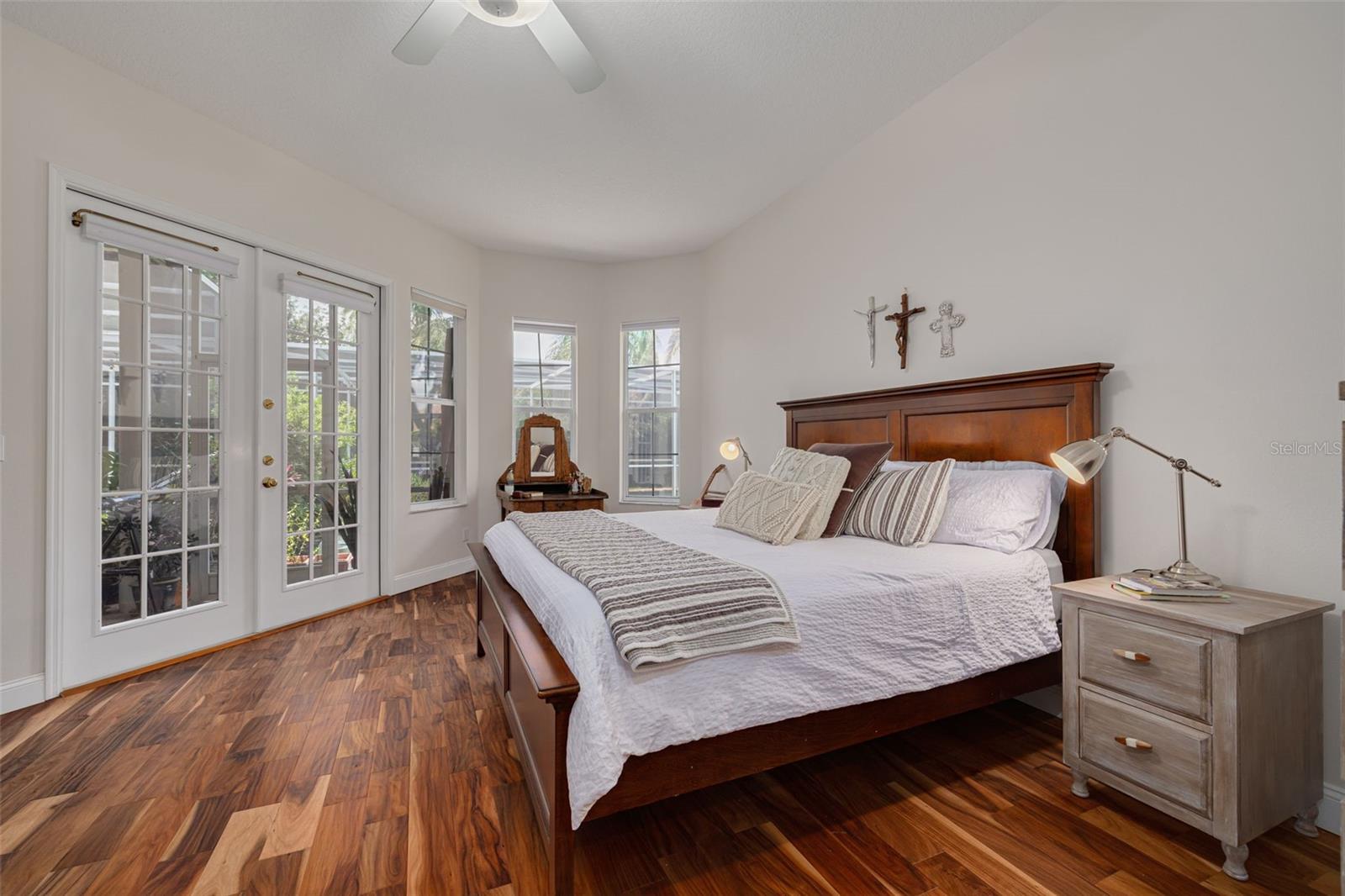 Master bedroom with french doors to the outdoor area
