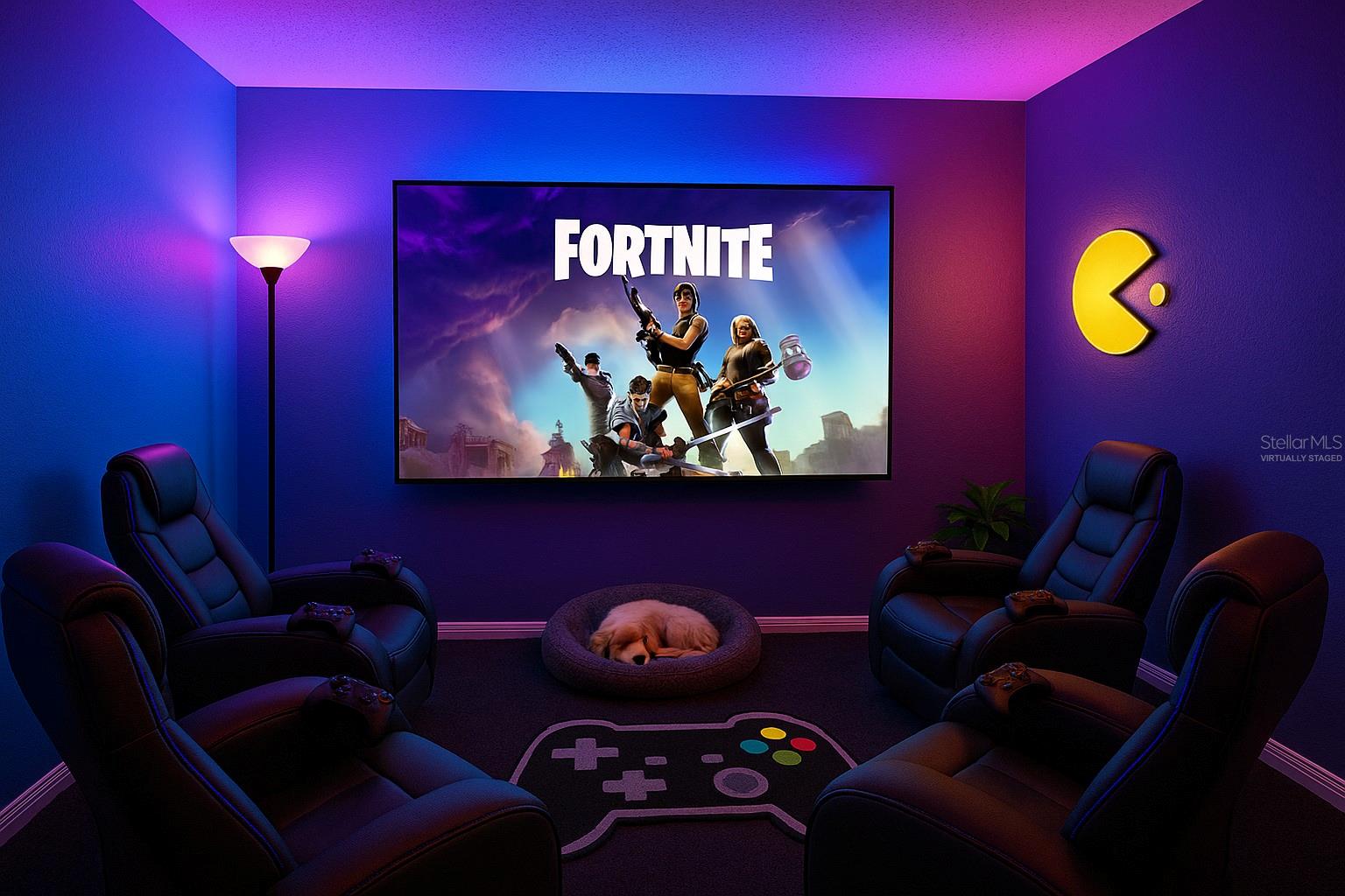 Virtually Staged-Loft as Gaming Room