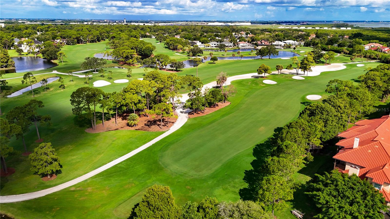 Facing west over Feather sound Golf Club.