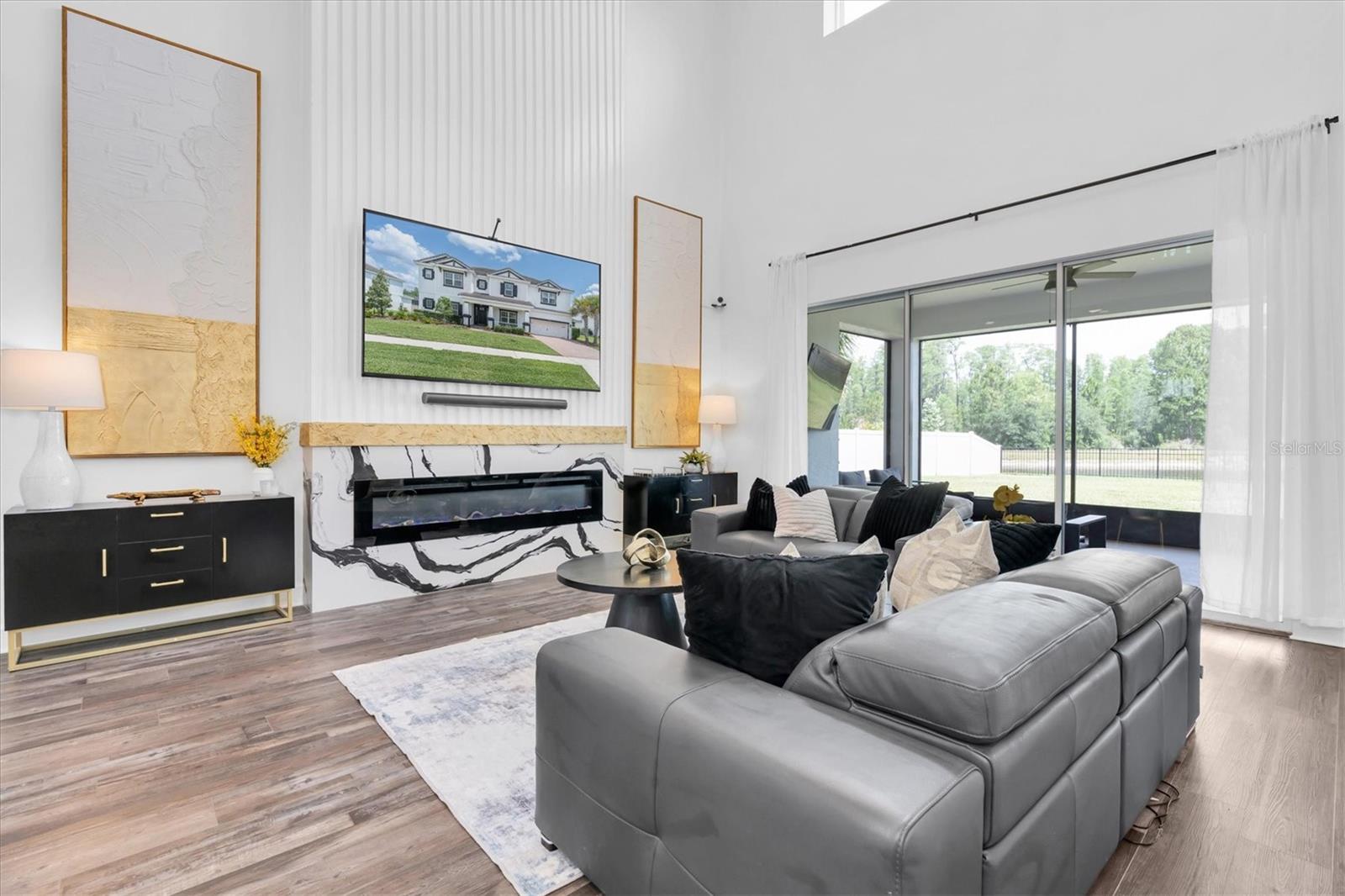 Open Concept Living Room w/ High Ceilings