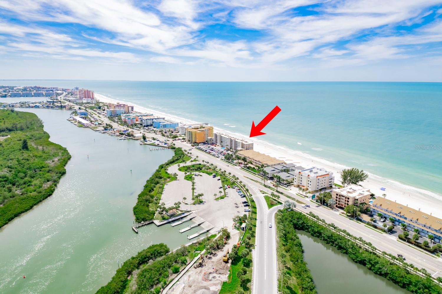 Aerial view showing Intracoastal and Gulf