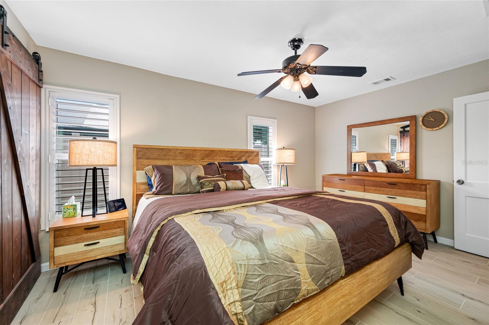 Ample primary bedroom.  That's a king size bed