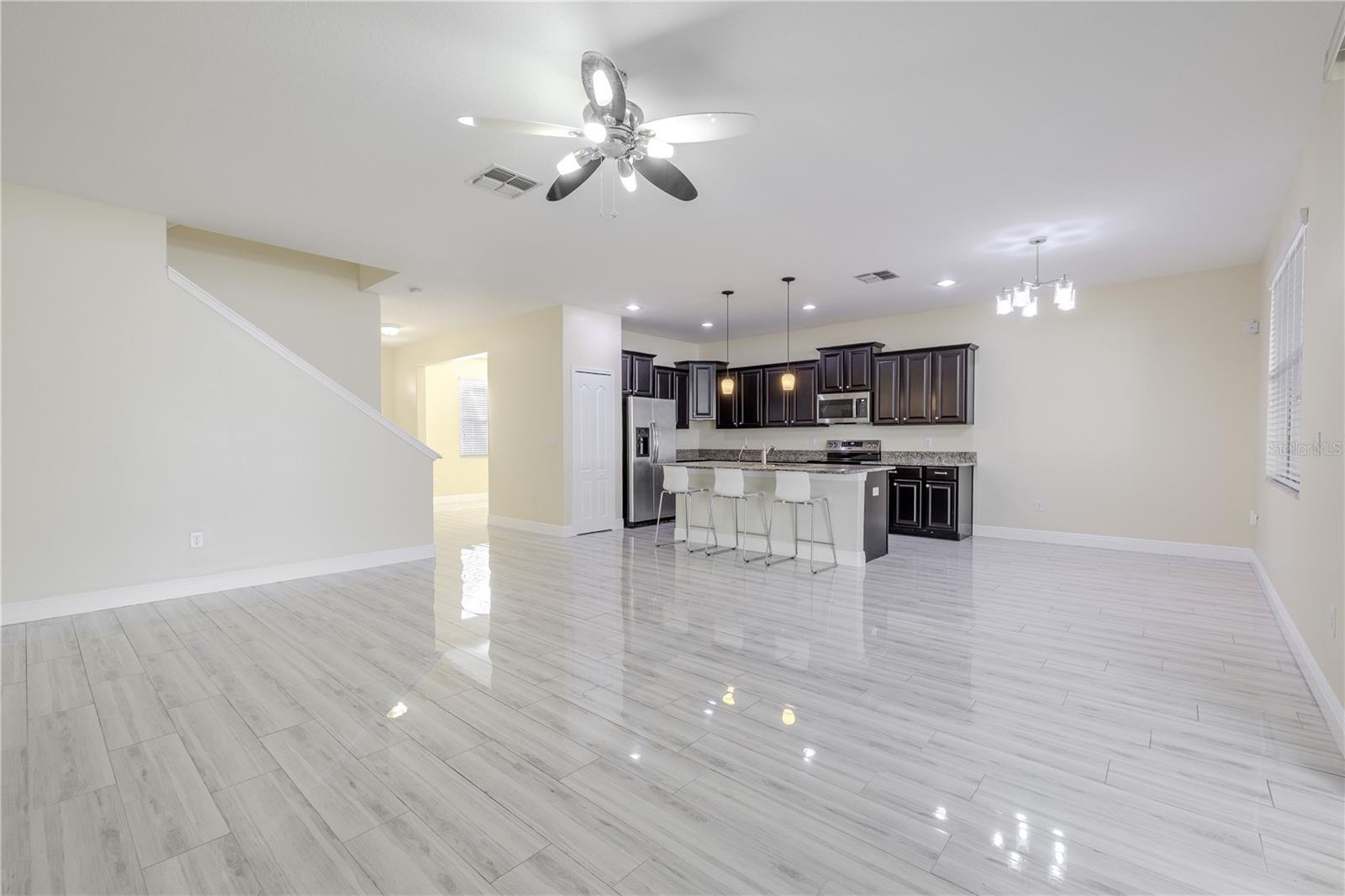 The kitchen and family room are ideal for entertaining and family gatherings.