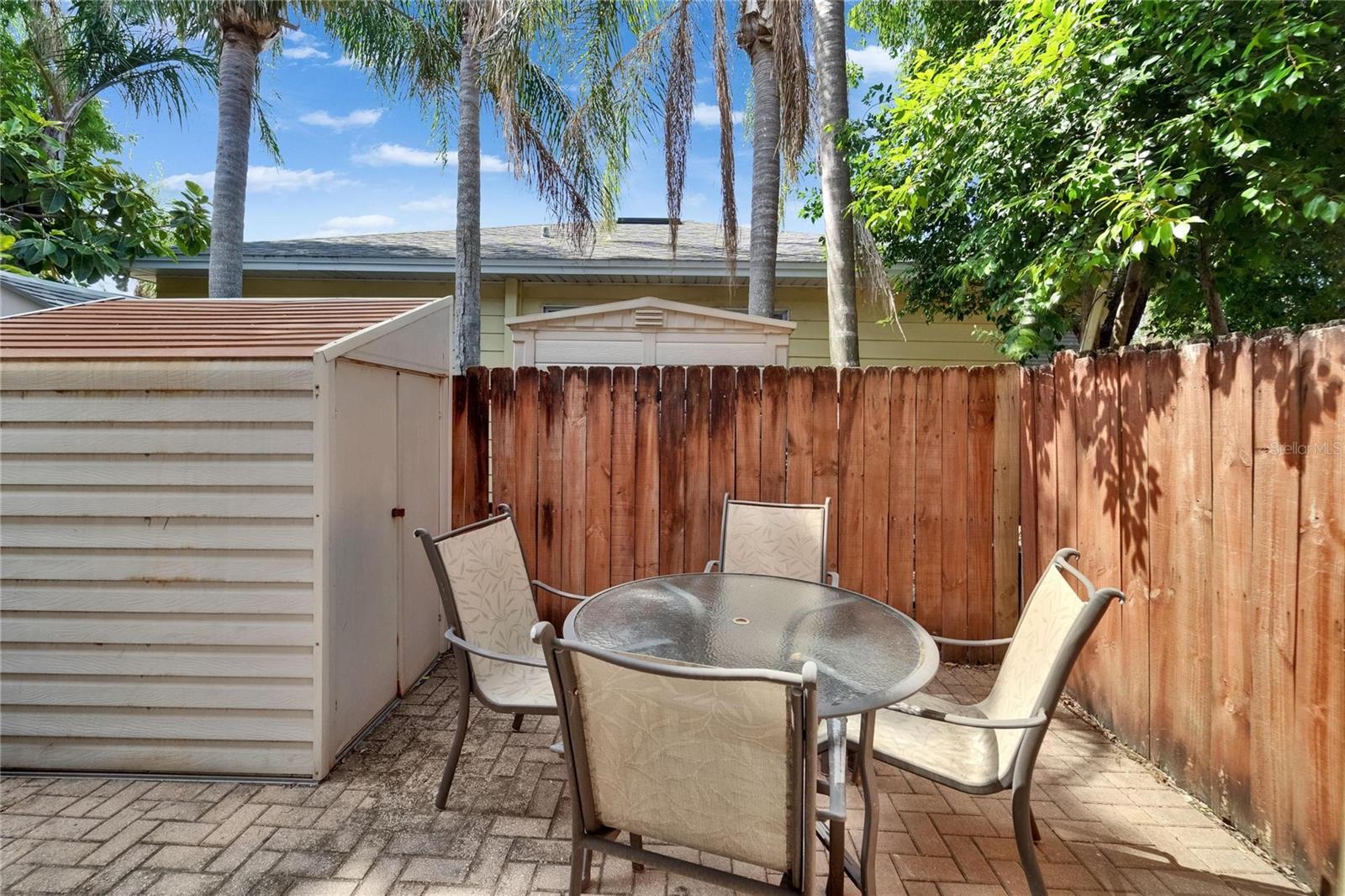 Private fenced patio.