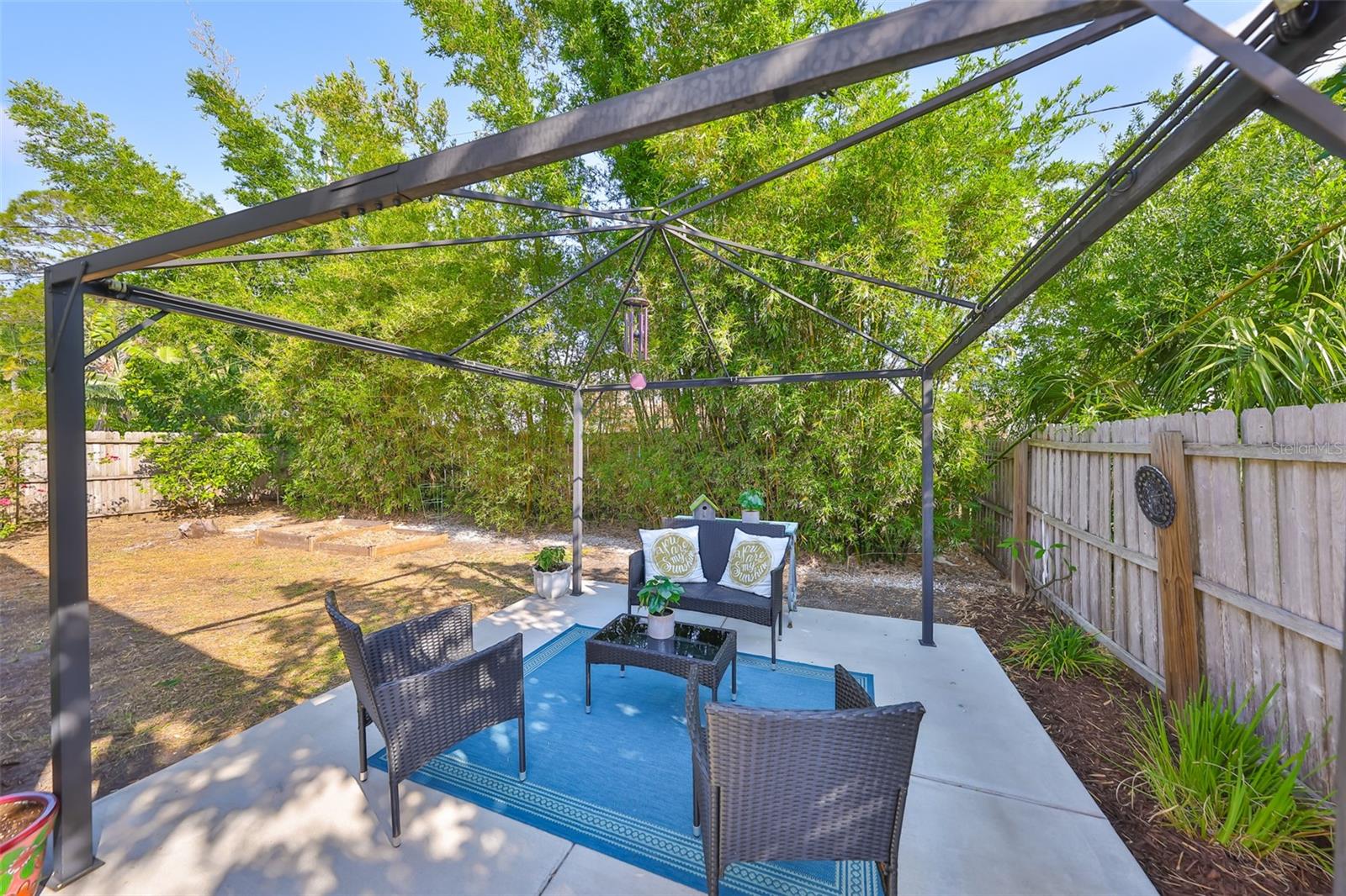 25. Private backyard features patio and gazebo