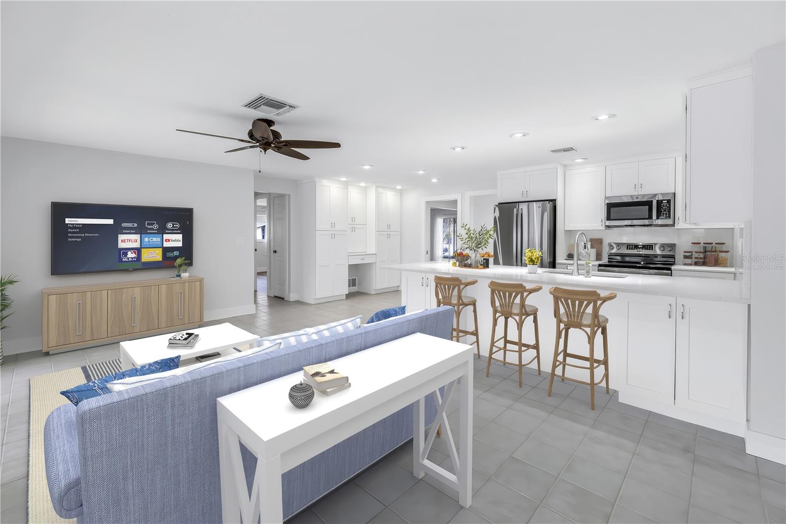 Virtually Staged - Family Room/Kitchen Combo