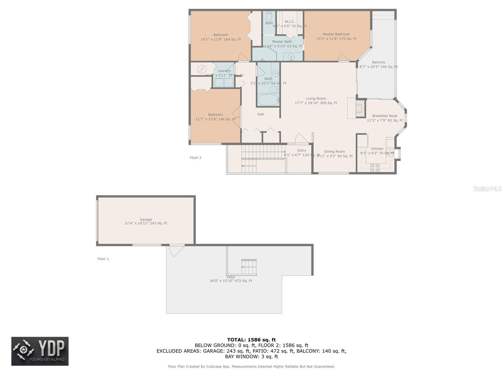 Floor plan of home and garage